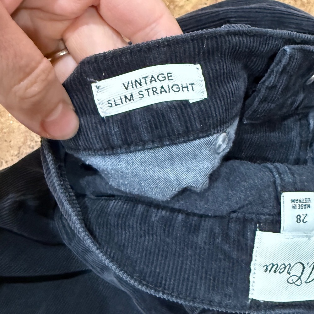 J.Crew Womens VTG Slim Straight Corduroy Pants Sz 28 Black Classic Staple - Picture 8 of 10